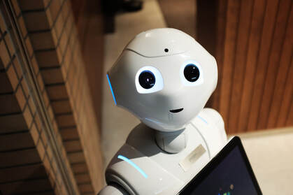 Close-up of anthropomorphic robot